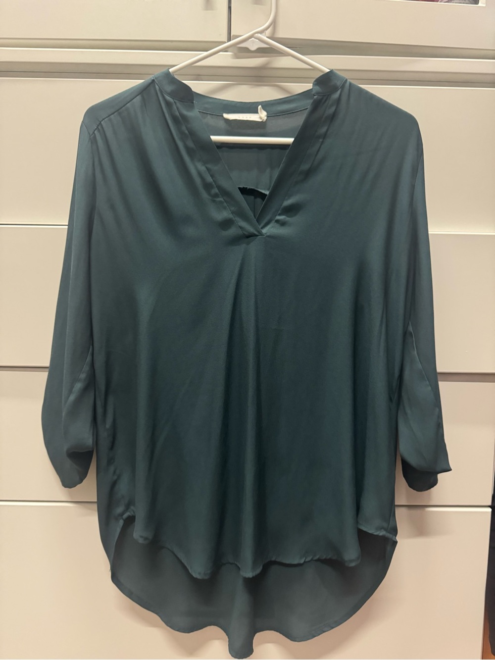 Lush hunter green V-Neck Blouse